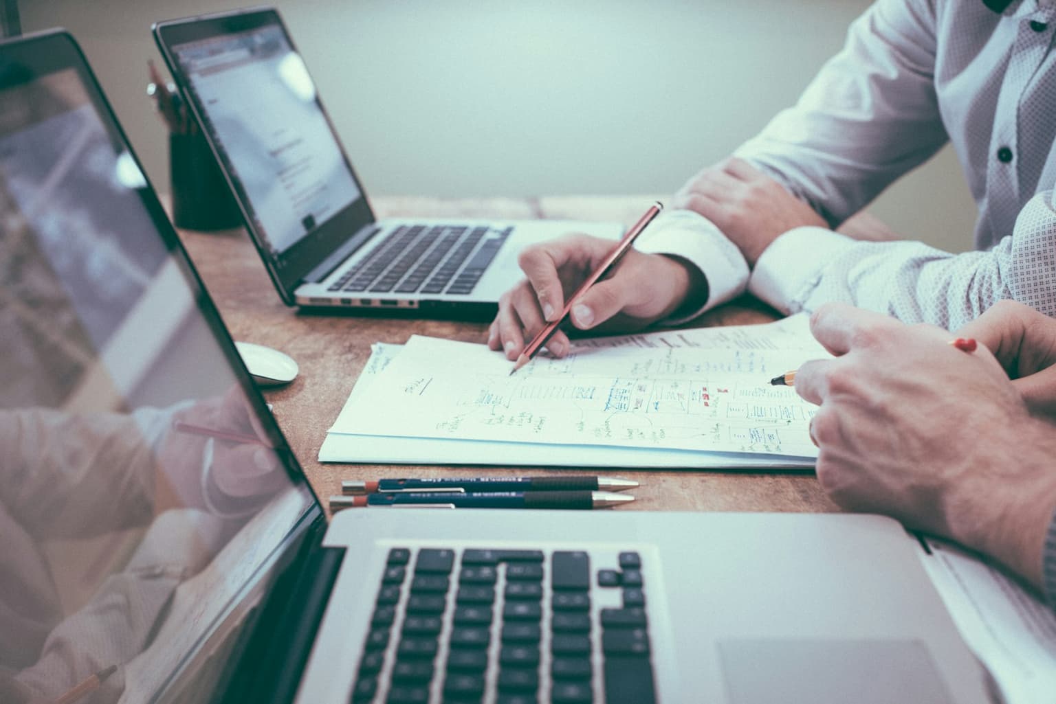 Customer reviewing account documents with a representative