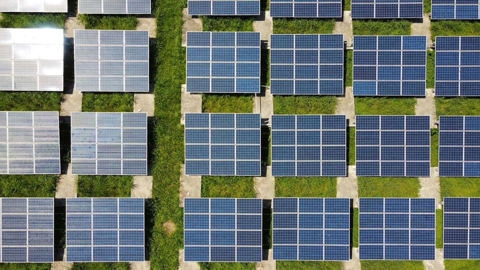 Aerial view of a solar installation