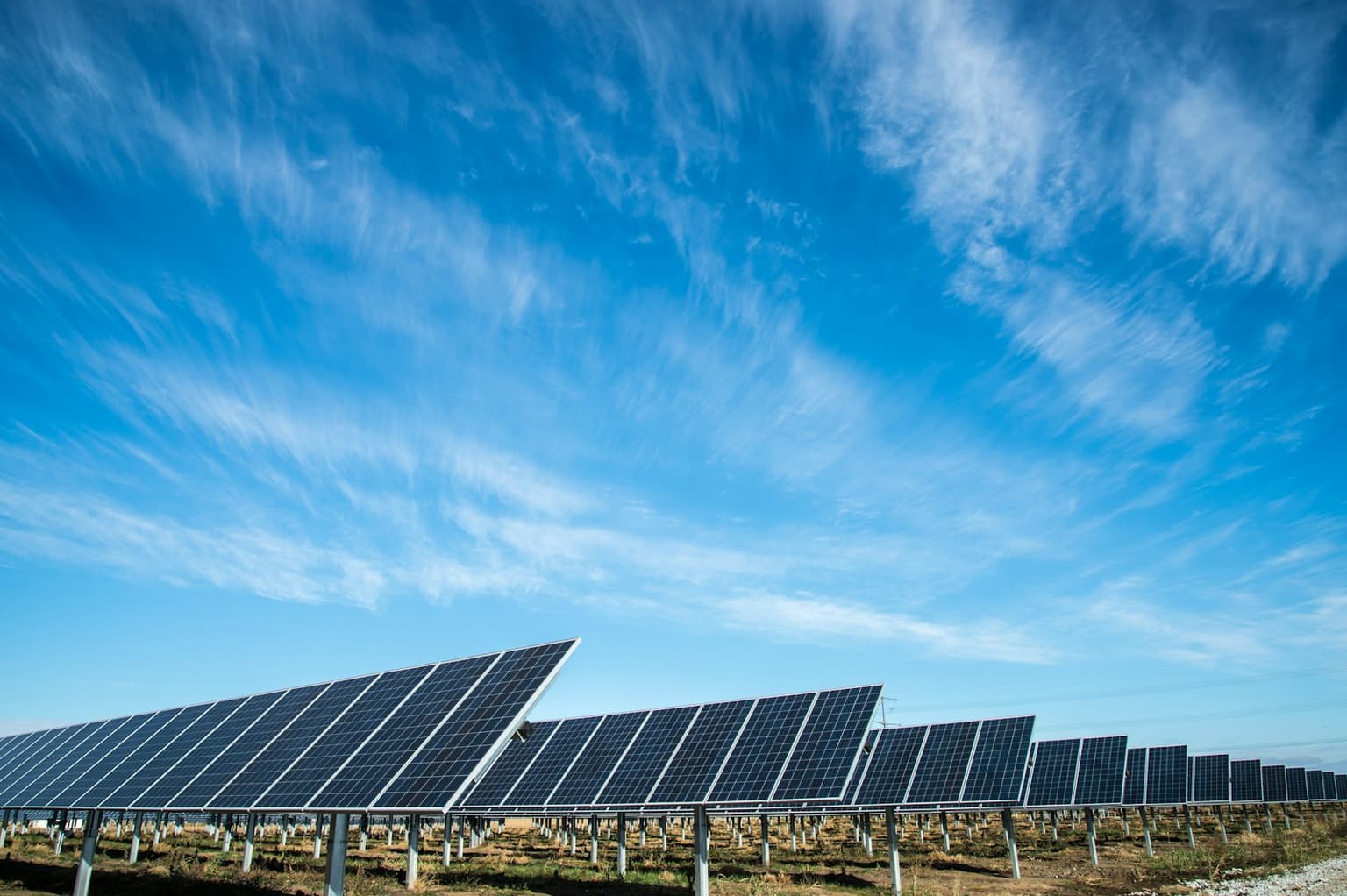 Solar array under a clear sky